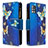 Leather Case Stands Fashionable Pattern Flip Cover Holder B04F for Samsung Galaxy A51 4G Blue