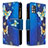Leather Case Stands Fashionable Pattern Flip Cover Holder B04F for Samsung Galaxy A51 5G Blue
