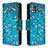Leather Case Stands Fashionable Pattern Flip Cover Holder B04F for Samsung Galaxy A51 5G Cyan
