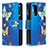 Leather Case Stands Fashionable Pattern Flip Cover Holder B04F for Samsung Galaxy A52 4G Blue