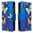 Leather Case Stands Fashionable Pattern Flip Cover Holder B04F for Samsung Galaxy A70S Blue