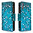 Leather Case Stands Fashionable Pattern Flip Cover Holder B04F for Samsung Galaxy A70S Cyan