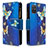 Leather Case Stands Fashionable Pattern Flip Cover Holder B04F for Samsung Galaxy A71 4G A715 Blue