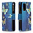 Leather Case Stands Fashionable Pattern Flip Cover Holder B04F for Samsung Galaxy A72 4G Blue