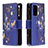 Leather Case Stands Fashionable Pattern Flip Cover Holder B04F for Samsung Galaxy A72 4G Navy Blue