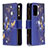 Leather Case Stands Fashionable Pattern Flip Cover Holder B04F for Samsung Galaxy A72 5G Navy Blue