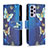 Leather Case Stands Fashionable Pattern Flip Cover Holder B04F for Samsung Galaxy A73 5G Blue