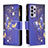Leather Case Stands Fashionable Pattern Flip Cover Holder B04F for Samsung Galaxy A73 5G Navy Blue