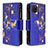 Leather Case Stands Fashionable Pattern Flip Cover Holder B04F for Samsung Galaxy A81 Navy Blue