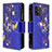 Leather Case Stands Fashionable Pattern Flip Cover Holder B04F for Samsung Galaxy A91 Navy Blue