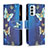 Leather Case Stands Fashionable Pattern Flip Cover Holder B04F for Samsung Galaxy F23 5G Blue