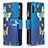 Leather Case Stands Fashionable Pattern Flip Cover Holder B04F for Samsung Galaxy M02 Blue