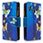 Leather Case Stands Fashionable Pattern Flip Cover Holder B04F for Samsung Galaxy M10S Blue