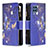 Leather Case Stands Fashionable Pattern Flip Cover Holder B04F for Samsung Galaxy M32 4G Navy Blue