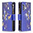 Leather Case Stands Fashionable Pattern Flip Cover Holder B04F for Samsung Galaxy M32 5G Navy Blue