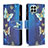 Leather Case Stands Fashionable Pattern Flip Cover Holder B04F for Samsung Galaxy M33 5G Blue