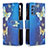 Leather Case Stands Fashionable Pattern Flip Cover Holder B04F for Samsung Galaxy M52 5G Blue