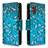 Leather Case Stands Fashionable Pattern Flip Cover Holder B04F for Samsung Galaxy S20 Cyan