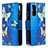 Leather Case Stands Fashionable Pattern Flip Cover Holder B04F for Samsung Galaxy S20 FE 5G Blue
