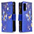 Leather Case Stands Fashionable Pattern Flip Cover Holder B04F for Samsung Galaxy S20 Lite 5G Navy Blue