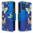 Leather Case Stands Fashionable Pattern Flip Cover Holder B04F for Samsung Galaxy S20 Plus Blue