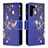 Leather Case Stands Fashionable Pattern Flip Cover Holder B04F for Samsung Galaxy S21 FE 5G Navy Blue