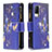 Leather Case Stands Fashionable Pattern Flip Cover Holder B04F for Vivo V21 5G Navy Blue