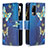 Leather Case Stands Fashionable Pattern Flip Cover Holder B04F for Vivo V21e 4G Blue