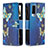 Leather Case Stands Fashionable Pattern Flip Cover Holder B04F for Vivo V21e 5G Blue