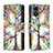 Leather Case Stands Fashionable Pattern Flip Cover Holder B04F for Vivo Y02S