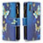 Leather Case Stands Fashionable Pattern Flip Cover Holder B04F for Vivo Y12 Blue