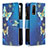 Leather Case Stands Fashionable Pattern Flip Cover Holder B04F for Vivo Y12s (2021) Blue