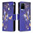 Leather Case Stands Fashionable Pattern Flip Cover Holder B04F for Vivo Y32 4G Navy Blue