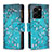 Leather Case Stands Fashionable Pattern Flip Cover Holder B04F for Vivo Y35 4G