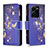 Leather Case Stands Fashionable Pattern Flip Cover Holder B04F for Vivo Y35 4G