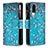 Leather Case Stands Fashionable Pattern Flip Cover Holder B04F for Vivo Y51 (2021) Cyan