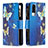 Leather Case Stands Fashionable Pattern Flip Cover Holder B04F for Vivo Y53s NFC Blue