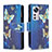 Leather Case Stands Fashionable Pattern Flip Cover Holder B04F for Xiaomi Mi 12 5G Blue