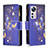 Leather Case Stands Fashionable Pattern Flip Cover Holder B04F for Xiaomi Mi 12 5G Navy Blue