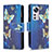 Leather Case Stands Fashionable Pattern Flip Cover Holder B04F for Xiaomi Mi 12S Pro 5G Blue