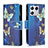 Leather Case Stands Fashionable Pattern Flip Cover Holder B04F for Xiaomi Mi 13 5G Blue