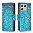 Leather Case Stands Fashionable Pattern Flip Cover Holder B04F for Xiaomi Mi 13 Pro 5G Cyan