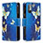 Leather Case Stands Fashionable Pattern Flip Cover Holder B04F for Xiaomi POCO M3 Pro 5G Blue