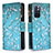 Leather Case Stands Fashionable Pattern Flip Cover Holder B04F for Xiaomi Poco M4 Pro 5G Cyan