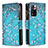 Leather Case Stands Fashionable Pattern Flip Cover Holder B04F for Xiaomi Poco X4 NFC Cyan