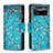 Leather Case Stands Fashionable Pattern Flip Cover Holder B04F for Xiaomi Poco X4 Pro 5G Cyan