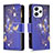 Leather Case Stands Fashionable Pattern Flip Cover Holder B04F for Xiaomi Redmi 12 4G Navy Blue