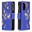 Leather Case Stands Fashionable Pattern Flip Cover Holder B04F for Xiaomi Redmi K40 5G Navy Blue