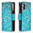 Leather Case Stands Fashionable Pattern Flip Cover Holder B04F for Xiaomi Redmi Note 10 4G Cyan