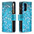 Leather Case Stands Fashionable Pattern Flip Cover Holder B04F for Xiaomi Redmi Note 10 Pro 4G Cyan